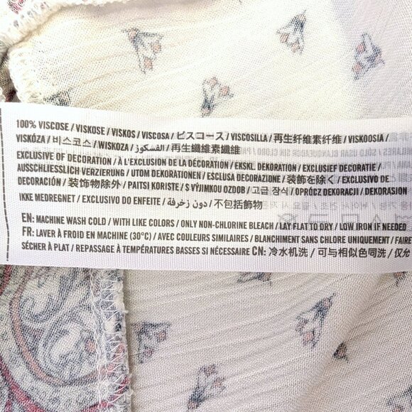 NWT Abercrombie & Fitch | Crop Peasant Paisley Boho Tassel Blouse Top | XS - Picture 8 of 10